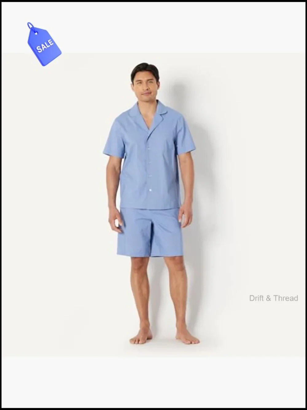 Men's Cotton Stretch Poplin Notch Collar Short Pajama Set - Relaxed Fit Sleeper
